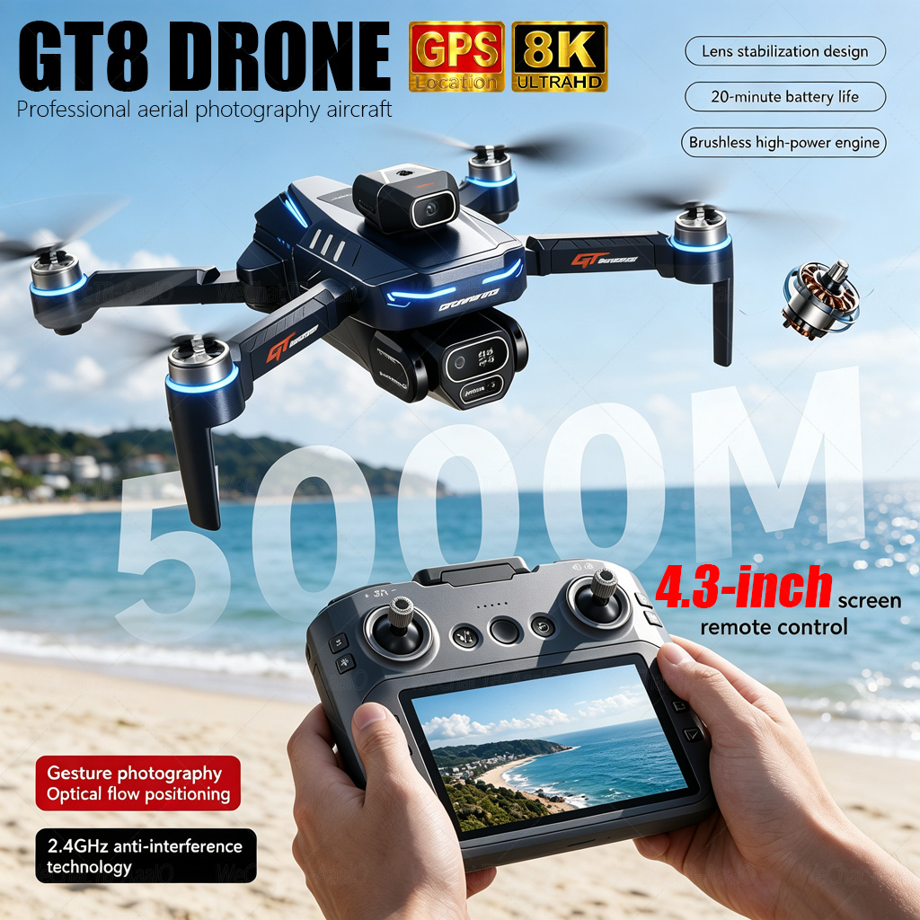 Drone Camera Night Vision - โดรน NEW GT8 HD RC 4K