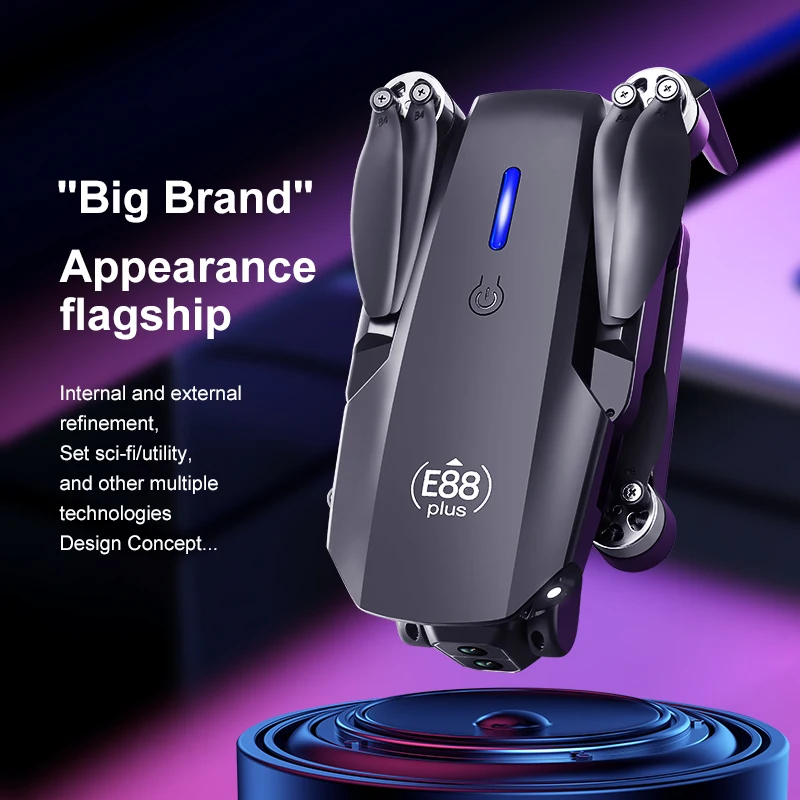 โดรนโดรน E88 Plus ใหม่: 90 °   - Drone Camera Night Vision บทวิจารณ์และราคา